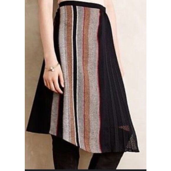 ANTHROPOLOGIE EVA FRANCO Wool and Chiffon Asymmetrical Midi Skirt Size 6 - Picture 2 of 7